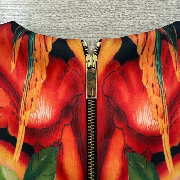 TED BAKER Bismii Toucan Print Multicolor Tropical Black Bodycon Midi Dress - Picture 7 of 14